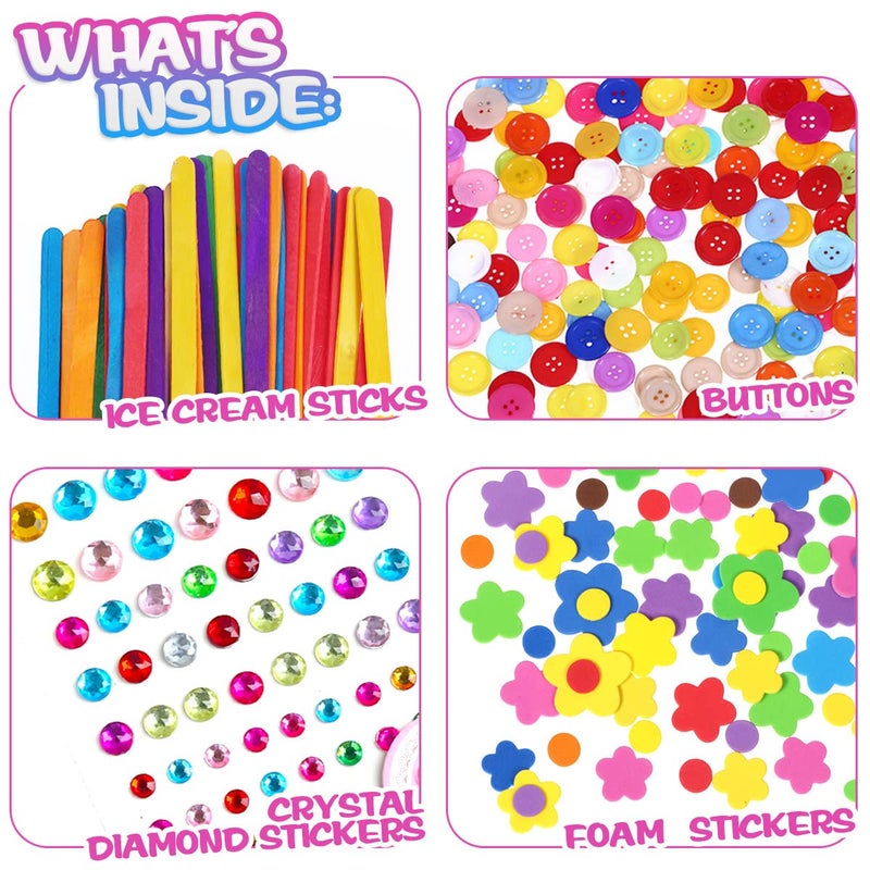 CH HAICHENG Arts and Crafts Supplies Including Feathers, Pipe Cleaners, Wiggle Googly Eyes, Pom Poms, Buttons, Ice Cream Sticks, Sequins and So On Supplies Crafts - Image 4